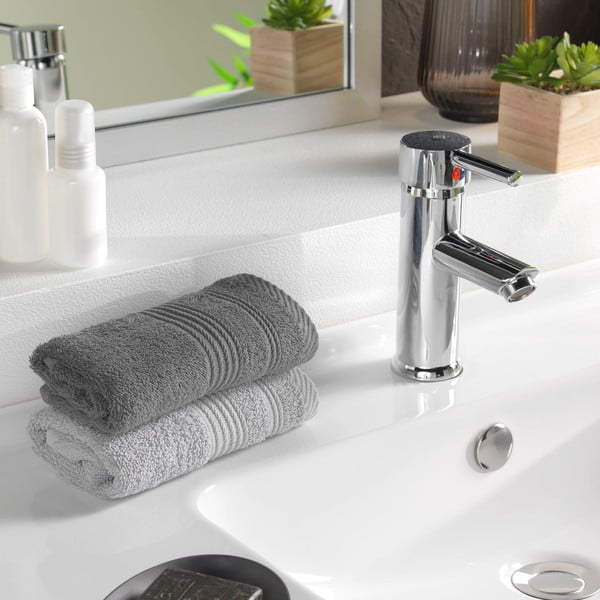 Тъмносива памучна кърпа от тери 30x50 cm Tendresse – douceur d'intérieur-image-1