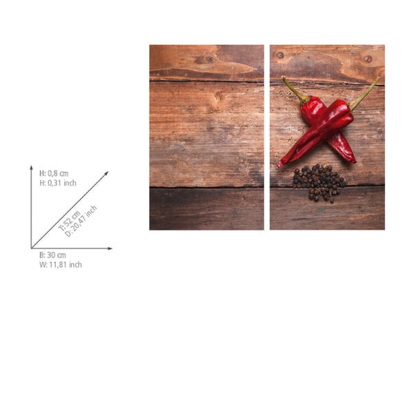 Капаци за печки от закалено стъкло в комплект от 2 броя 52x30 cm Pepper - Allstar-image-2