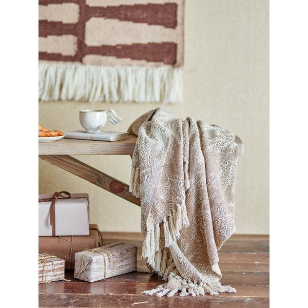 Светлокафяво одеяло 130x160 cm Gabriela – Bloomingville-image-1