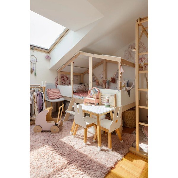 Повдигнато детско легло в бял/естествен цвят 90x190 cm Parma - Marckeric-image-1