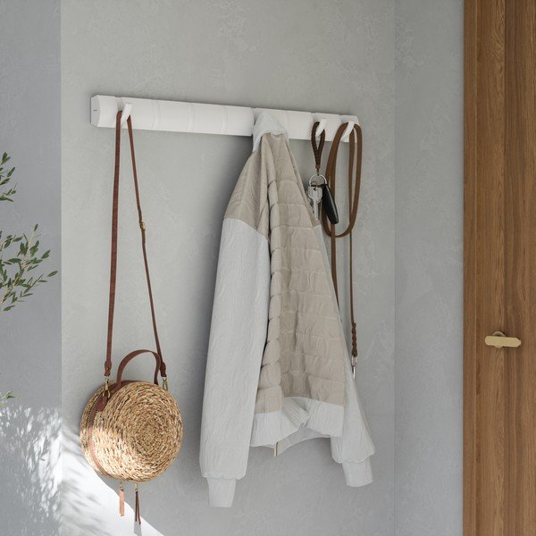 Стенна закачалка от масивен бор в матово бял цвят 81 cm Flip – Umbra-image-1