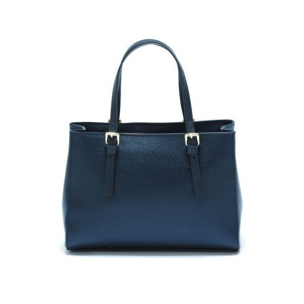 Тъмносиня кожена чанта Murello Blu - Isabella Rhea