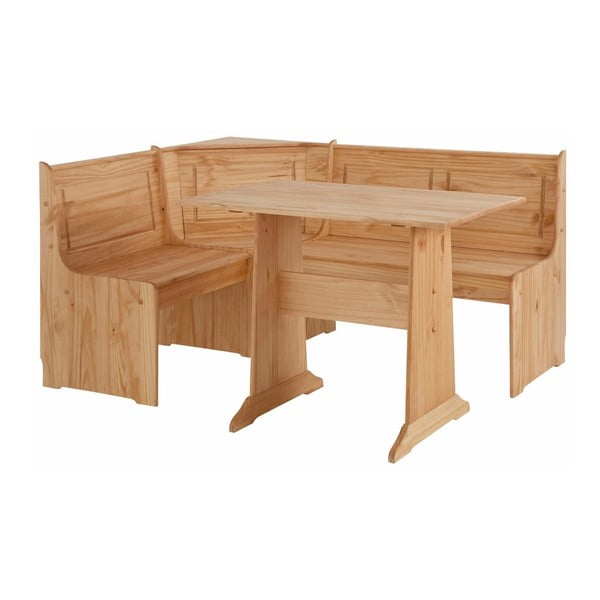 Ъглова пейка и маса за хранене от масивна борова дървесина Samantha - Støraa