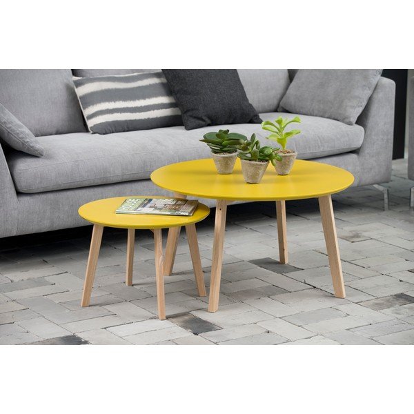 Žlutý odkládací stolek Actona Molina, ⌀50 cm-image-1