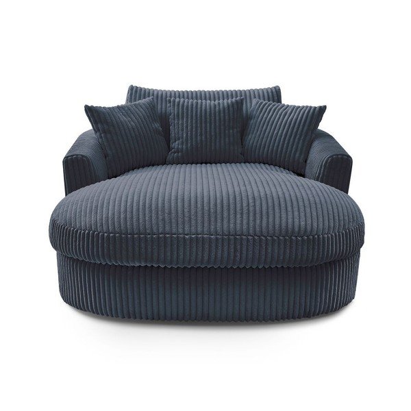 Тъмносиньо кресло от рипсено кадифе Belem – Bobochic Paris-image-3