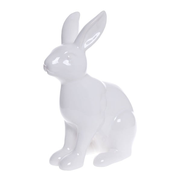 Bílá keramická dekorativní soška Ewax Rabbit Jump, výška 21 cm
