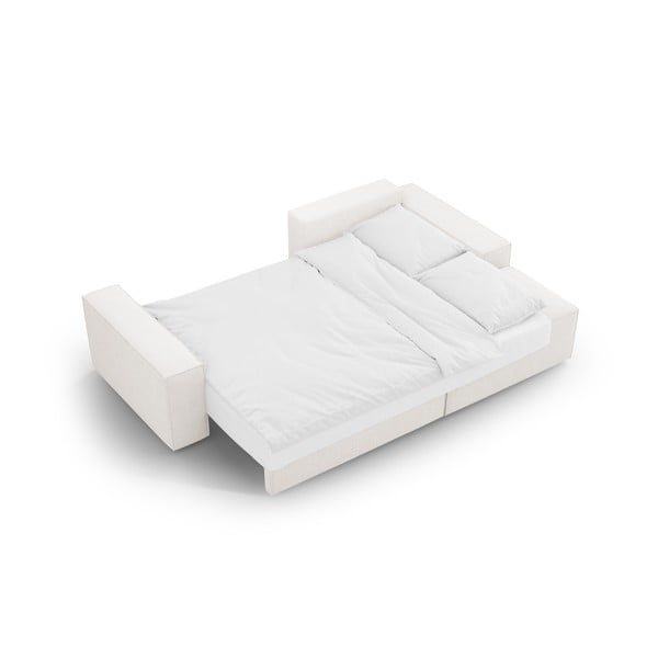 Бял разтегателен ъглов диван от букле (десен ъгъл) Jodie – Micadoni Home-image-4