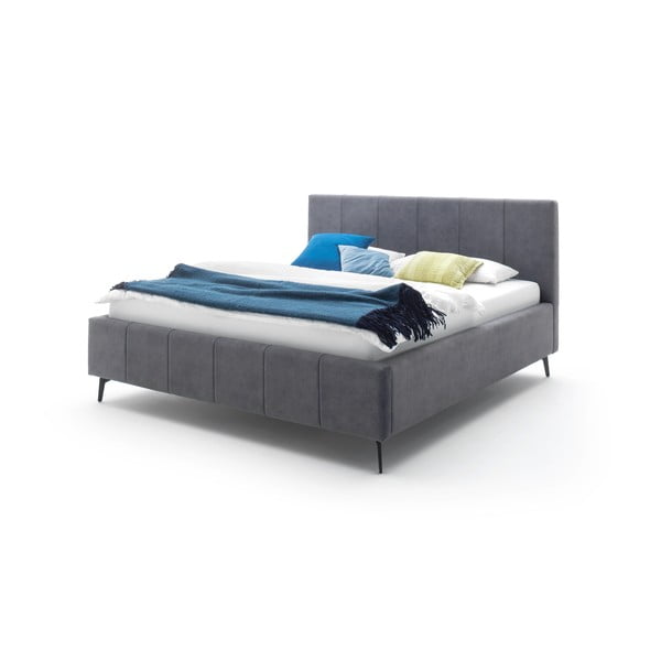 Антрацитно тапицирано двойно легло с място за съхранение с включена подматрачна рамка 180x200 cm Lizzano – Meise Möbel-image-4