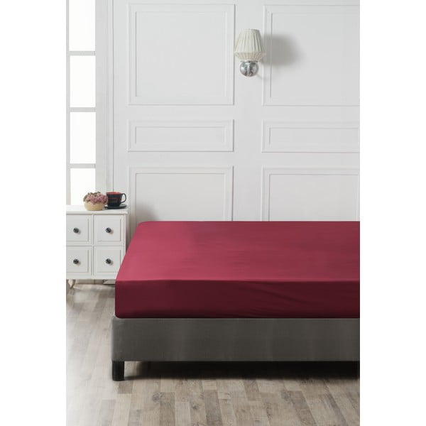 Червен чаршаф от еластичен памук 160x200 cm - Mijolnir-image-2