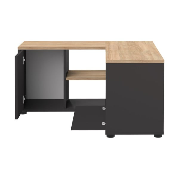 Масичка за телевизор с дъбов декор в черен и естествен цвят 90x45 cm Angle - TemaHome-image-2