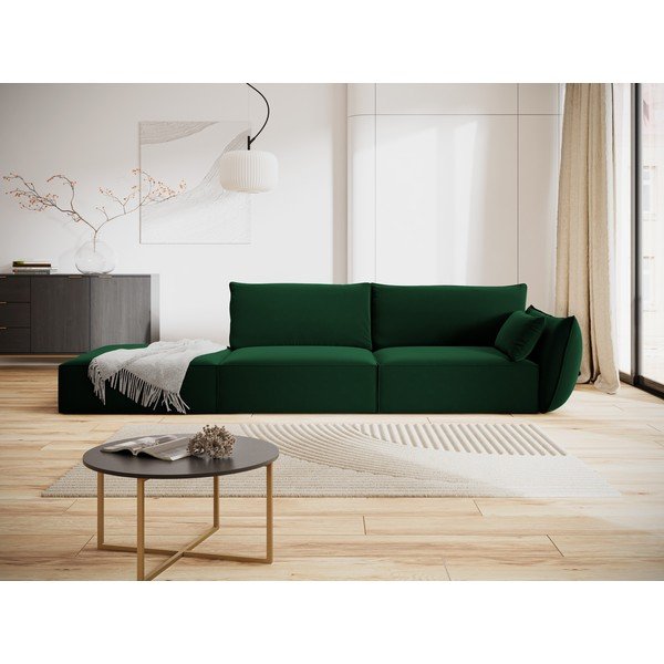 Тъмнозелен кадифен диван десен ъгъл 264 cm Vanda – Mazzini Sofas-image-1