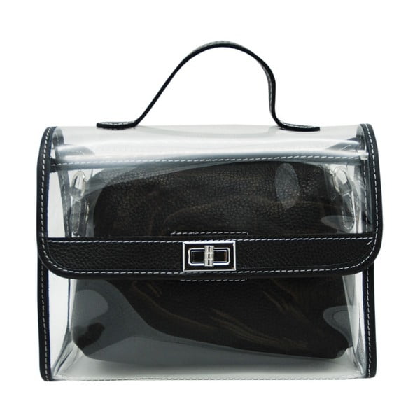 Черна чанта от естествена кожа Transpa Mini - Andrea Cardone