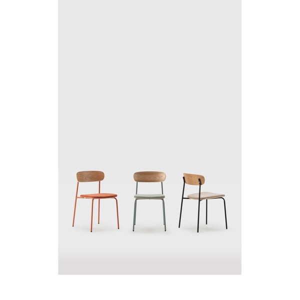 Трапезни столове в комплект от 2 броя в червено-естествен цвят Adriana - Marckeric-image-2