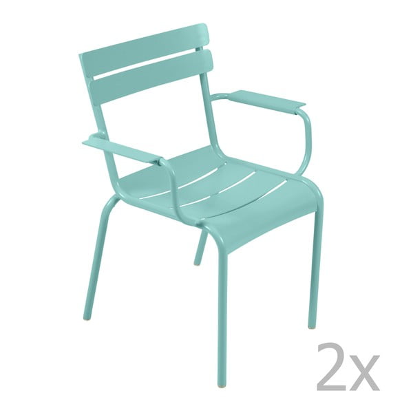 Sada 2 nebesky modrých židlí s područkami Fermob Luxembourg