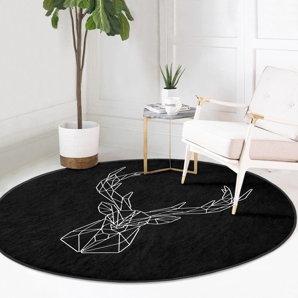 Черен кръгъл килим подходящ за пране и за прахосмукачки роботи ø 100 cm Comfort – Mila Home-image-2