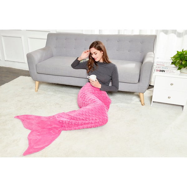 Růžová deka z mikrovlákna DecoKing Siren, 190 cm