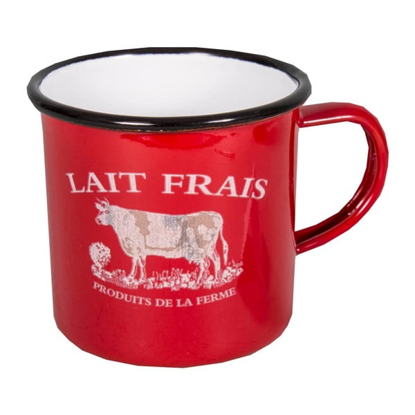 Червена емайлирана чаша Lait Frais - Antic Line