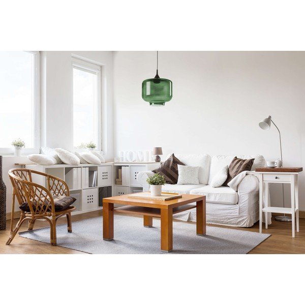 Черна висяща лампа със зелен стъклен абажур Tierra Bella Ambar, ø 25 cm Santori - Surdic-image-1