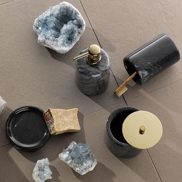 Черна мраморна чаша за четки за зъби Liron - Kela-image-1