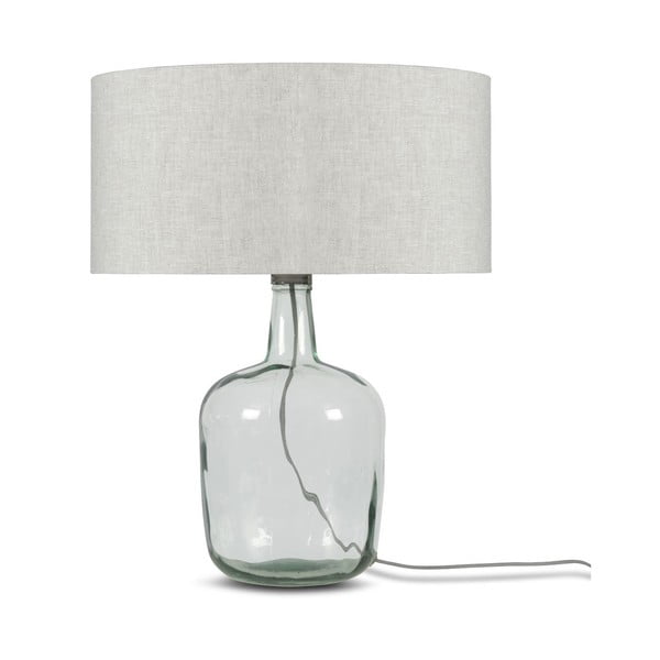 Настолна лампа със светлобежов абажур и конструкция от рециклирано стъкло Мурано, ⌀ 47 cm - Good&Mojo