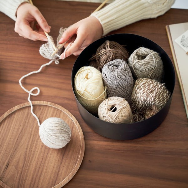 Черна метална кутия за съхранение с капак ø 22x11 cm Rin – YAMAZAKI-image-2