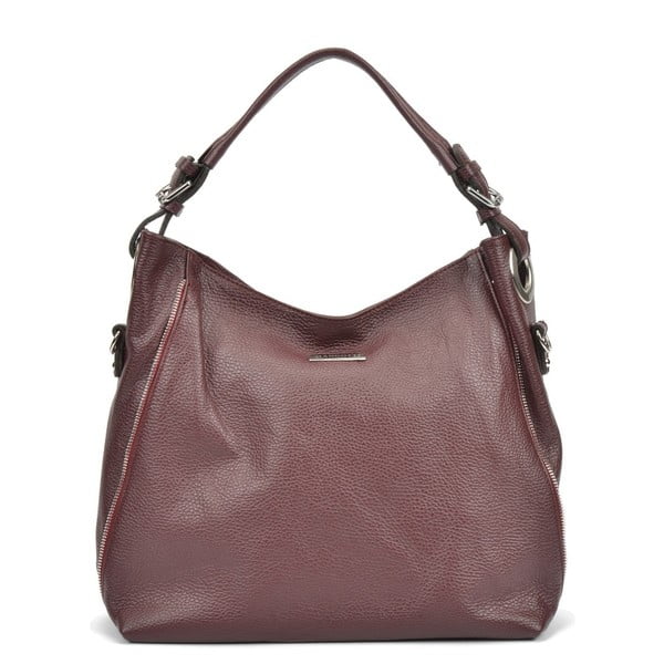 Виненочервена кожена чанта Mangotti Cassie - Mangotti Bags