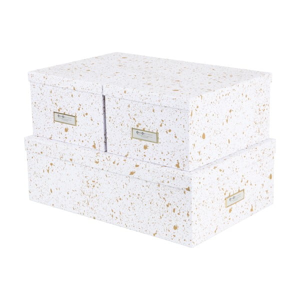 Комплект от 3 кутии за съхранение в златисто и бяло Inge - Bigso Box of Sweden