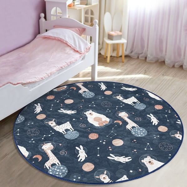 Тъмносин детски килим ø 120 cm Comfort - Mila Home-image-1