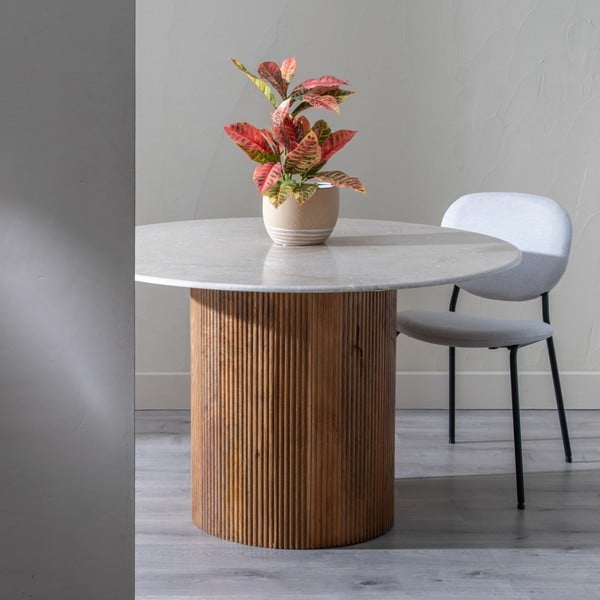 Кръгла трапезна маса с мраморна плоча ø 120 cm – Ixia-image-1