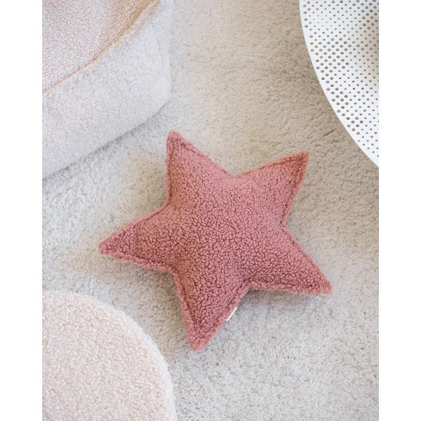 Розова детска възглавница за диван от букле Star – Wigiwama-image-2