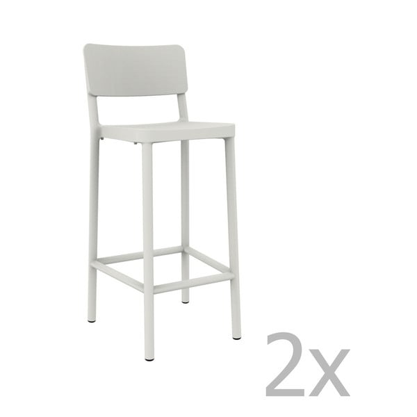 Комплект от 2 бели бар столове, подходящи за открито Lisboa, височина 102,2 cm - Resol