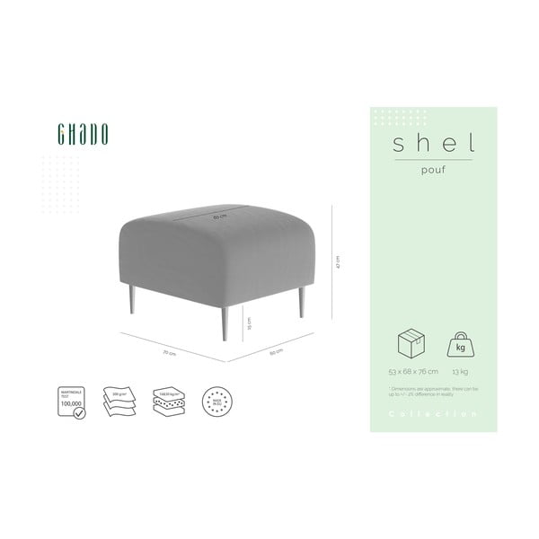 Тъмнозелено кадифено столче за крака Shel - Ghado-image-3