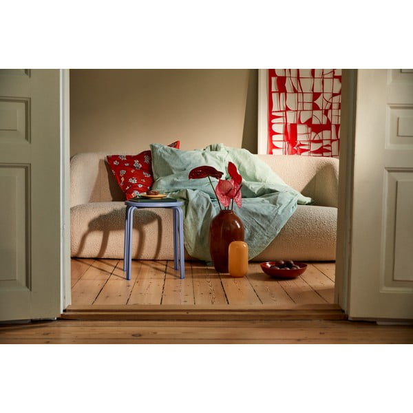 Бяло и зелено спално бельо от органичен памук за двойно легло 200x220 cm Monochrome Lines - JUNA-image-4