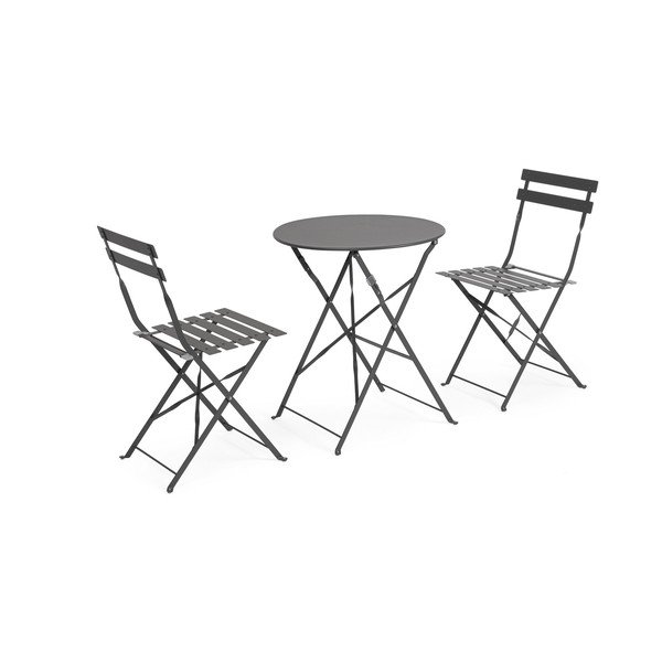 Антрацитен стоманен градински комплект за хранене за 2 Austin – Bizzotto-image-2
