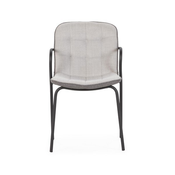 Светлосив тапициран трапезен стол с подлакътници Angie – Marckeric-image-2