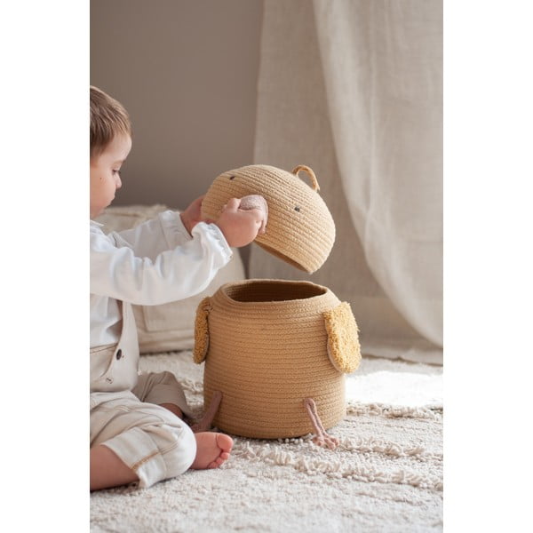 Жълта текстилна детска кошница за играчки ø 25x30 cm Charlie the Chicken – Lorena Canals-image-4