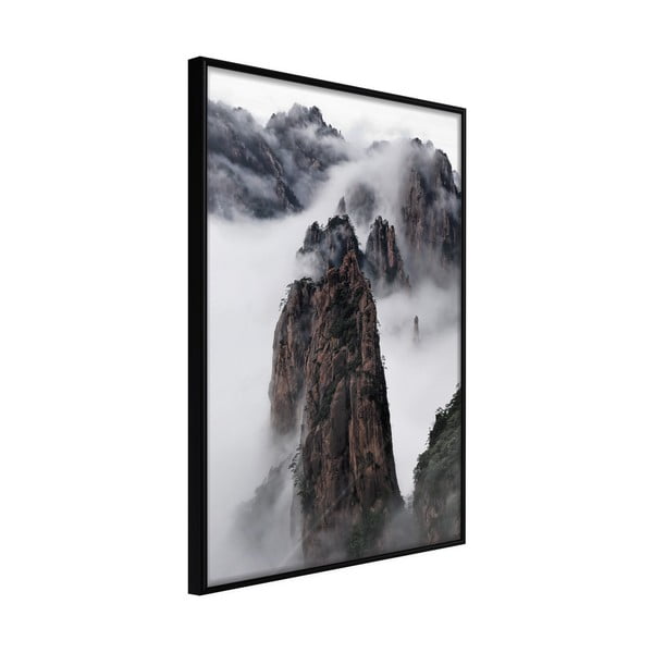 Плакат в рамка , 40 x 60 cm Clouds Pierced by Mountain Peaks - Artgeist