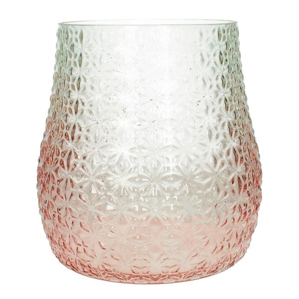 Růžovo-bílá skleněná váza HF Living, výška 28 cm