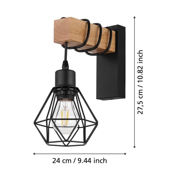 Стенна лампа в черен и естествен цвят TOWNSHEND 5 – EGLO-image-2