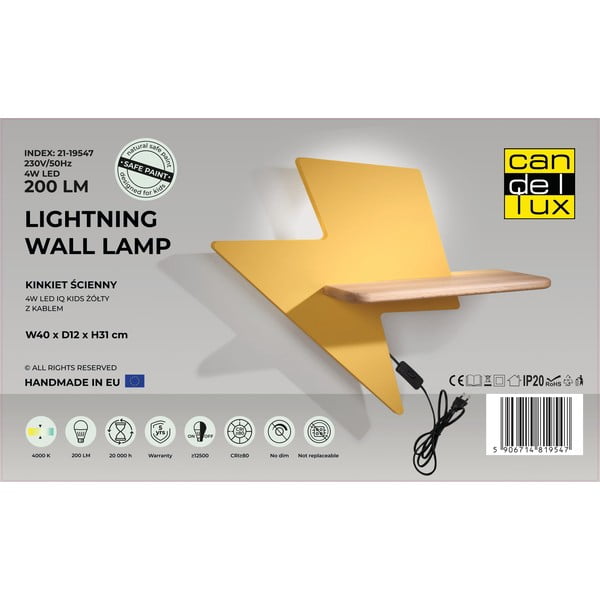 Жълто детско осветително тяло Lightning - Candellux Lighting-image-2