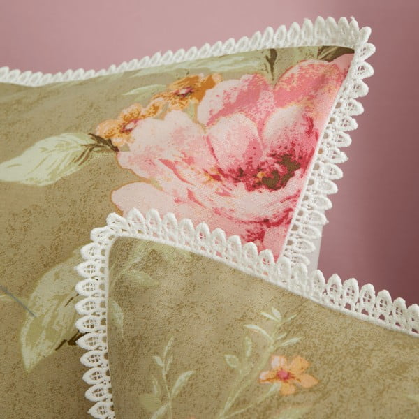 Бяло-зелено единично  спално бельо 135x200 cm Penelope Floral – Catherine Lansfield-image-4