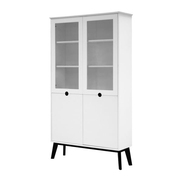 Бял витринен шкаф с крака от черен ясен Century - Interstil