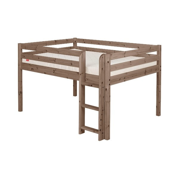 Кафяво детско средно високо двойно легло от борова дървесина , 140 x 200 cm Classic - Flexa