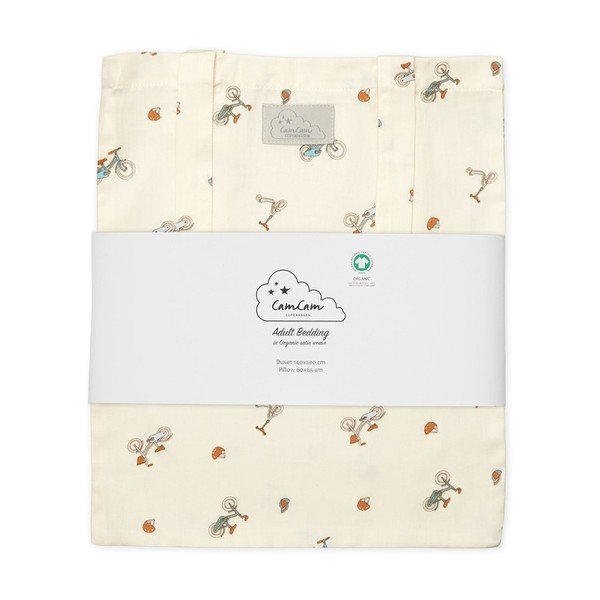 Светложълто единично  детско спално бельо от органичен памук 140x200 cm Bicycles – Cam Cam Copenhagen-image-2