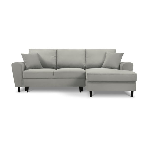 Светлосив разтегателен ъглов диван с място за съхранение от рипсено кадифе (десен ъгъл) Kyoto – Cosmopolitan Design