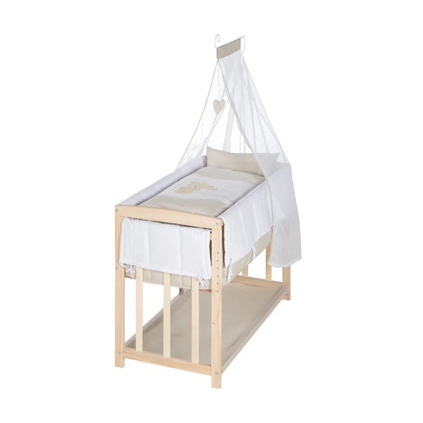 Люлка в естествен цвят с място за съхранение и сенник 90x45 cm Liebhabär - Roba-image-2