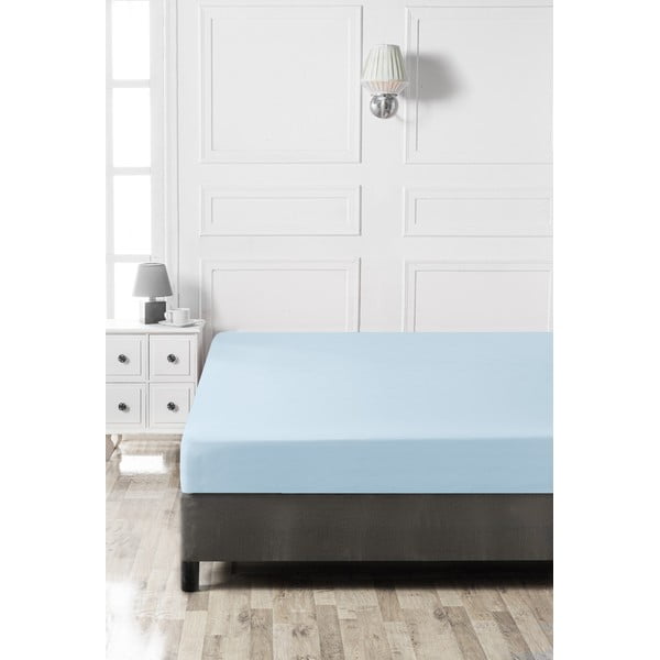 Светлосин еластичен памучен чаршаф 140x200 cm – Mijolnir-image-2