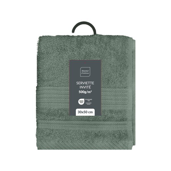 Светлозелена памучна кърпа от тери 30x50 cm Tendresse – douceur d'intérieur-image-4