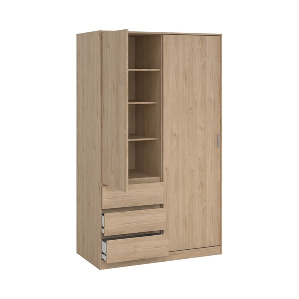 Гардероб от дъбов декор  с плъзгащи се врати в естествен цвят 119x200x60 cm Naia – Tvilum-image-3