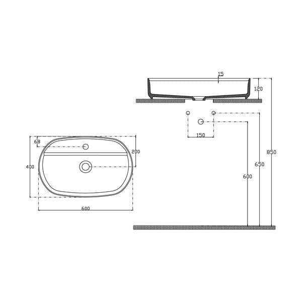 Бяла керамична мивка 60x40 cm Infinity Oval – Sapho-image-3